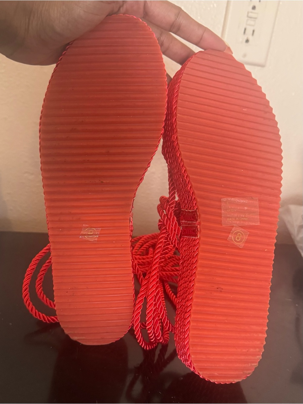 Cape Robbin Red Twisted Rope Lace-Up Sandals - Picture 4 of 9